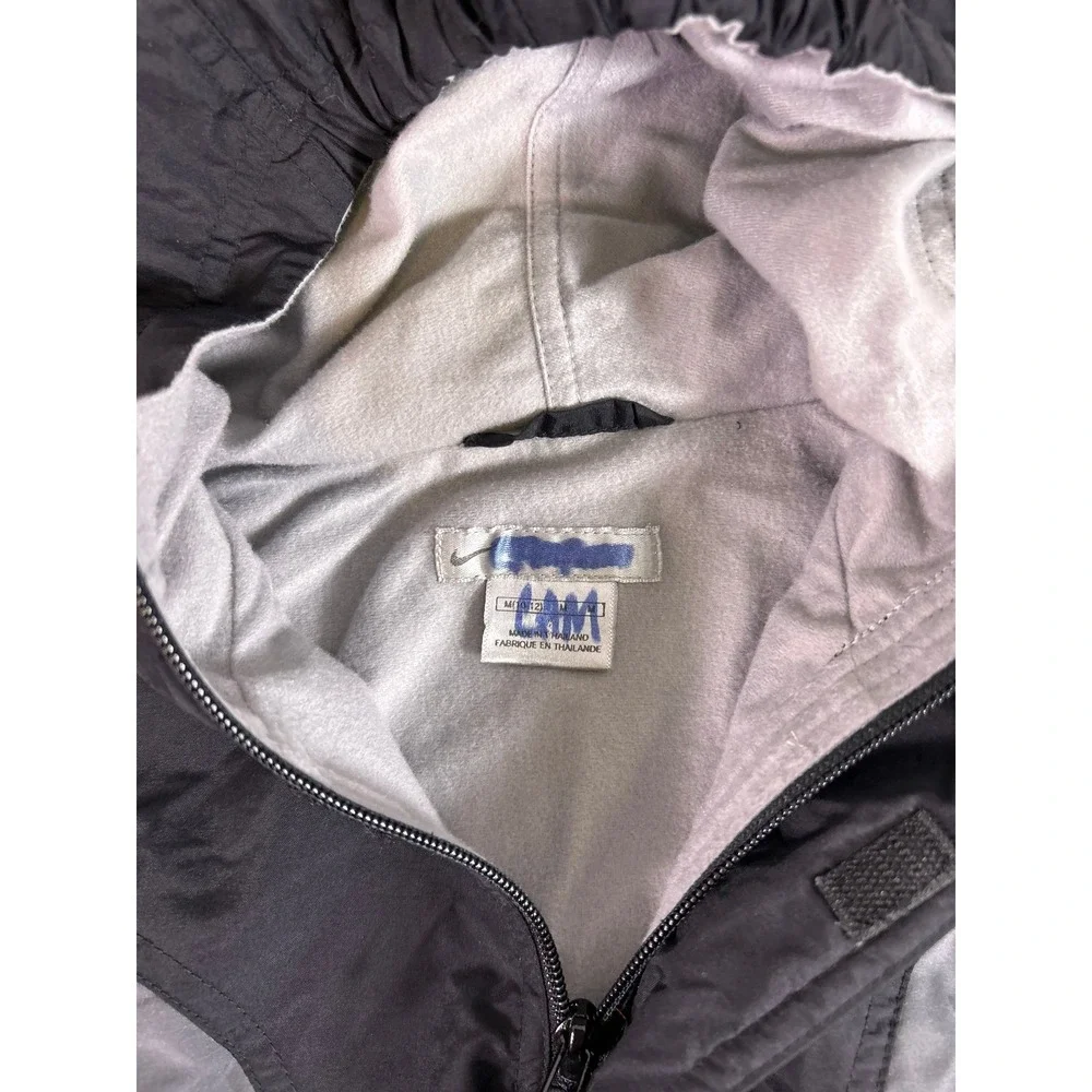 Y2K Nike Windbreaker Anorak‎ Jacket Black Gray Yellow Pullover Hooded Youth M